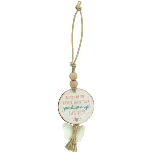 Never Drive Faster Than Your Guardian Angel Car Charm