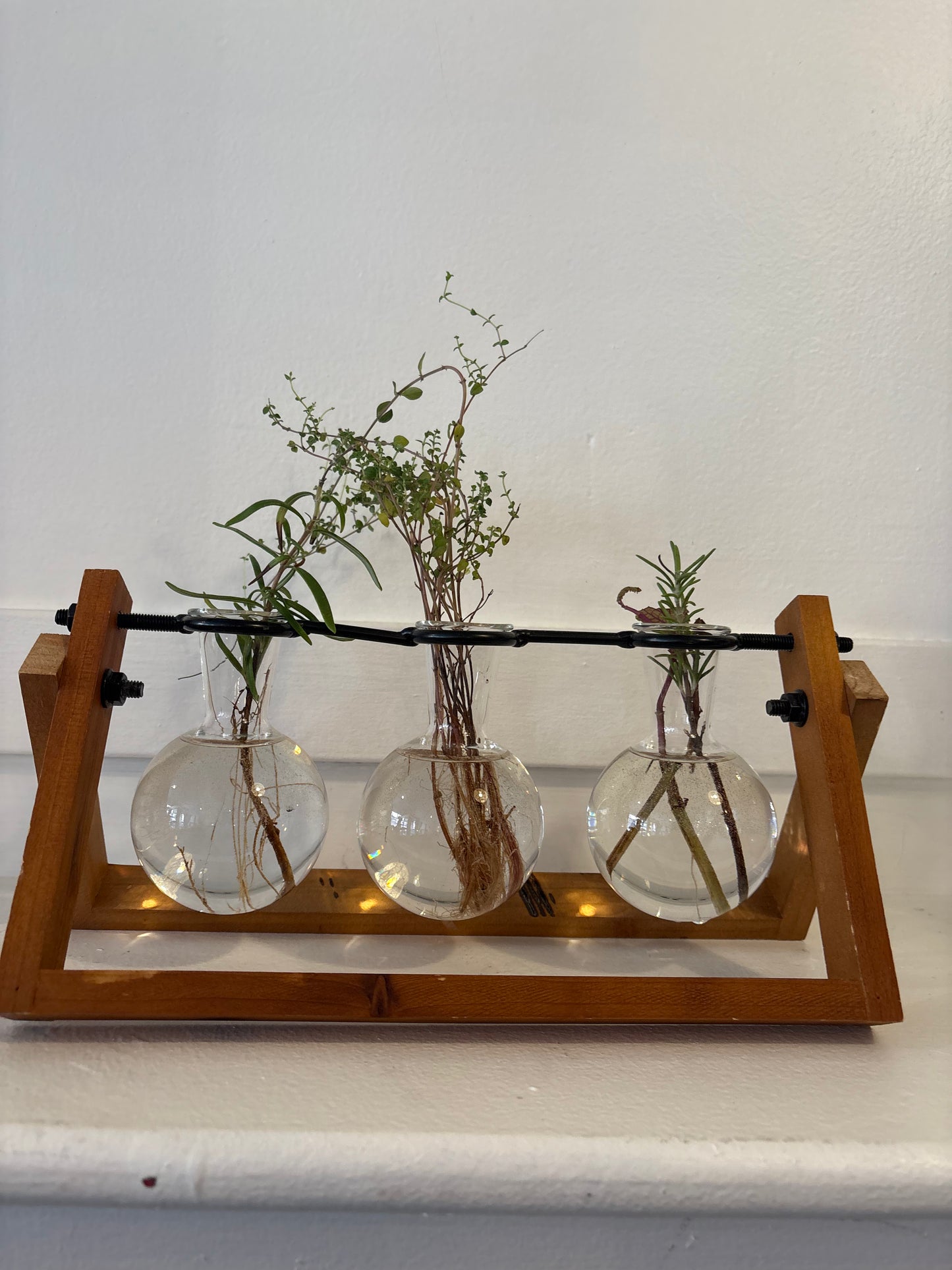Wooden Plant Holder 3 glasses